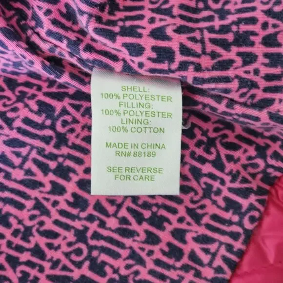 Lilly Pulitzer Quilted Puffer Vest Medium Hot Pink Full Zip Snap It's A Lilly - Picture 9 of 10